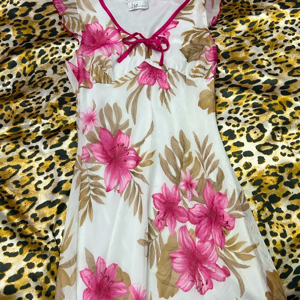 Y2K 2000s long dress Byer California Pink flower details flowy cocktail dress